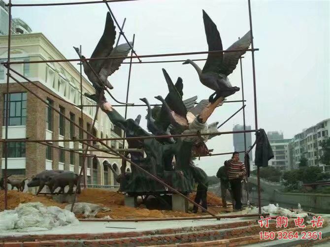 紫銅大雁銅雕廠家 仿古動(dòng)物銅雕