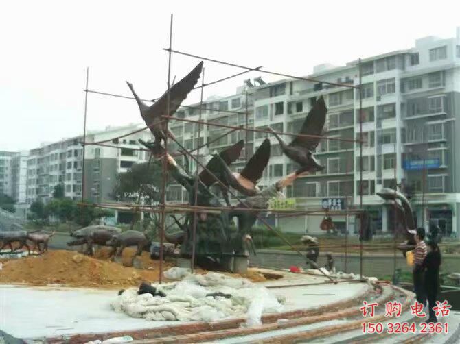 街頭大雁銅雕廠家 城市動(dòng)物銅雕