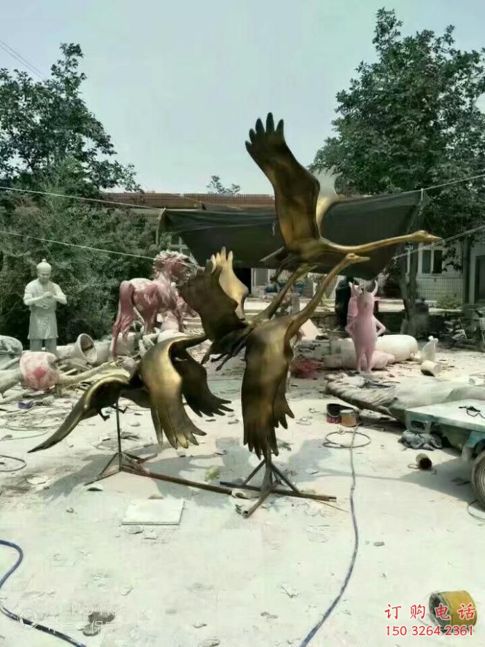 公園大雁銅雕廠家 街頭動物銅雕