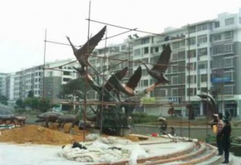 街頭大雁銅雕廠家 城市動物銅雕