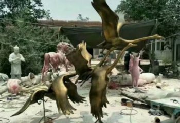 公園大雁銅雕廠家 街頭動物銅雕
