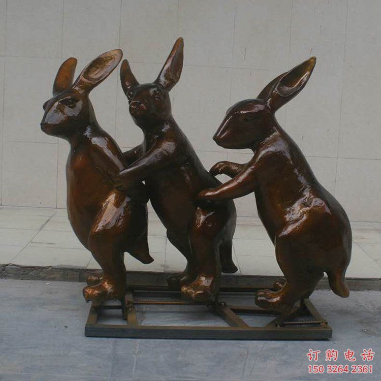 青銅兔子銅雕廠家 公園動物銅雕