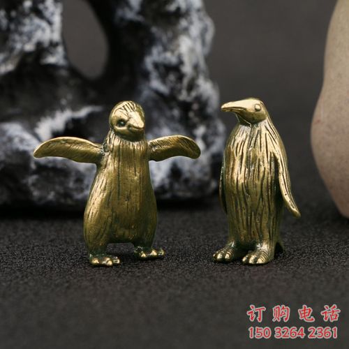 別墅企鵝銅雕廠家 公園動(dòng)物銅雕
