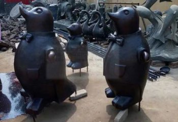 紫銅企鵝銅雕廠家 仿古動物銅雕