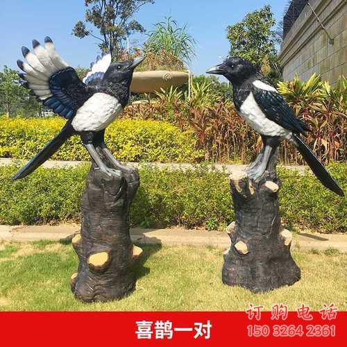 彩繪喜鵲銅雕廠家 仿古動物銅雕