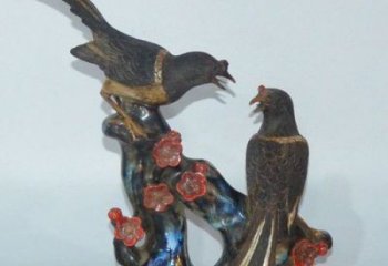仿古喜鵲銅雕廠家 彩繪動(dòng)物銅雕