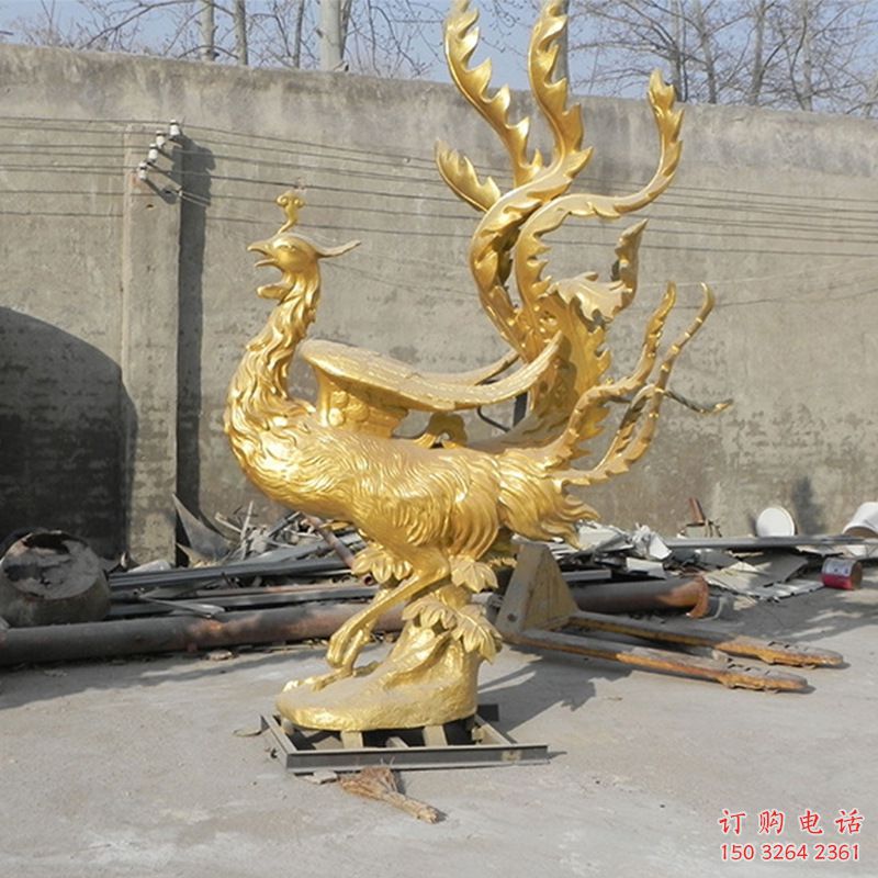 街頭鳳凰銅雕廠家 城市動(dòng)物銅雕