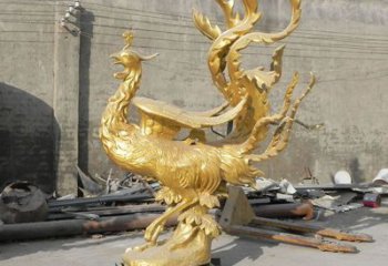 街頭鳳凰銅雕廠家 城市動物銅雕