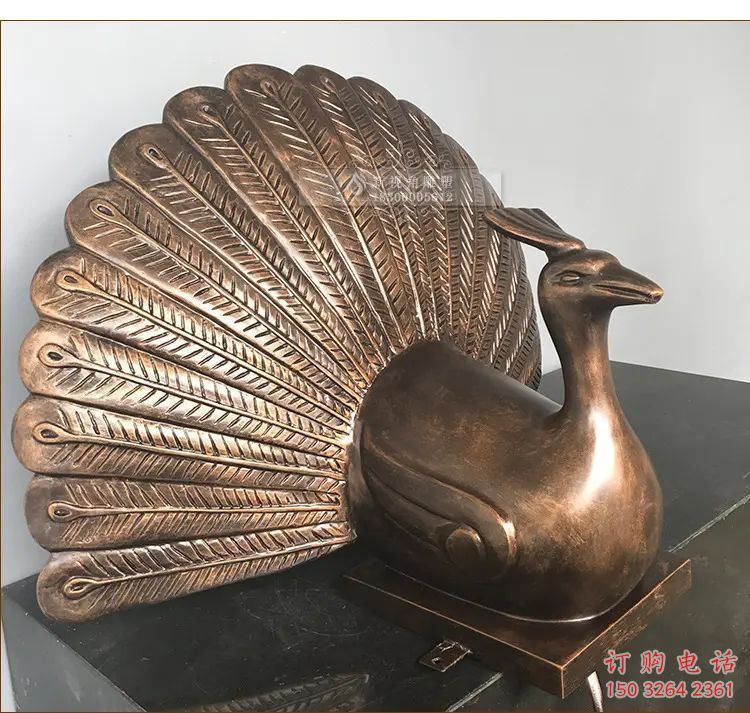 彩繪孔雀銅雕 仿古動物銅雕廠家