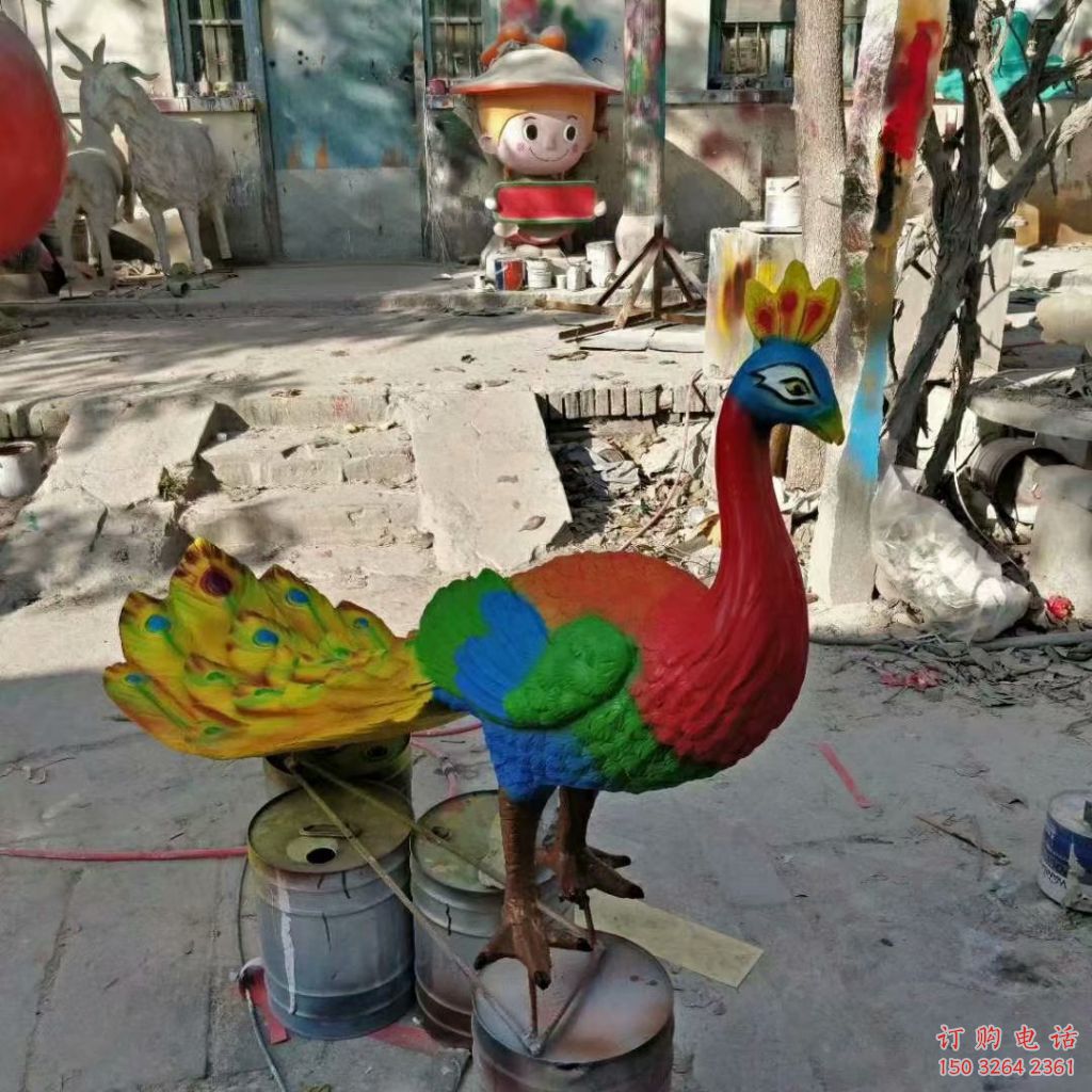 仿古綠孔雀銅雕廠家 彩繪動(dòng)物銅雕