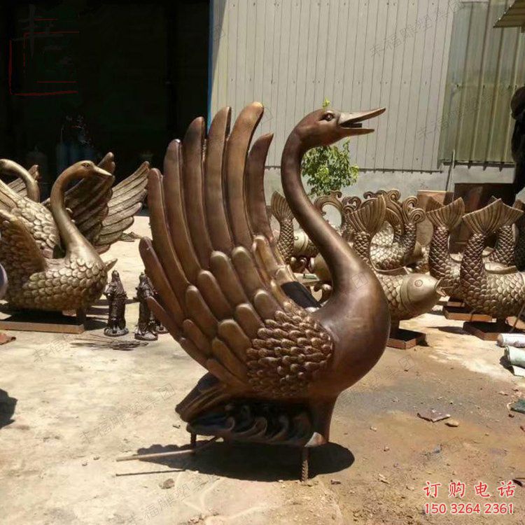 別墅鴨子銅雕廠家 公園動(dòng)物銅雕