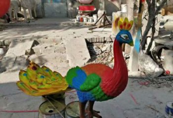 仿古綠孔雀銅雕廠家 彩繪動(dòng)物銅雕