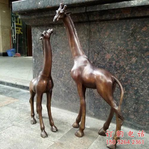 廣場長頸鹿銅雕廠家 青銅動物銅雕