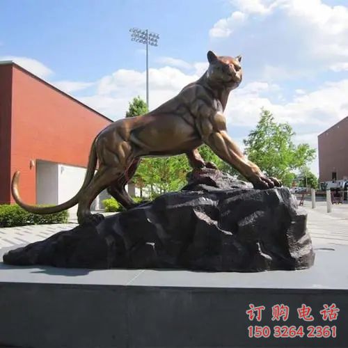 青銅豹子銅雕廠家 公園動(dòng)物銅雕
