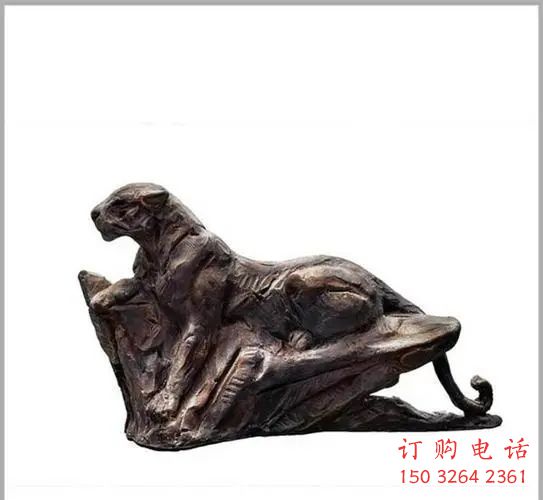仿古豹子銅雕廠家 彩繪動物銅雕