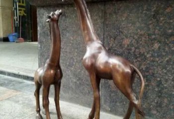 廣場(chǎng)長(zhǎng)頸鹿銅雕廠家 青銅動(dòng)物銅雕