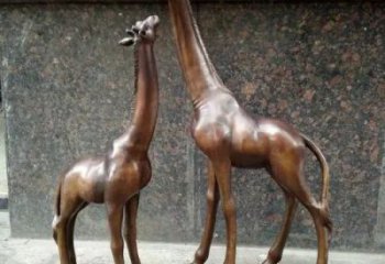 仿古長(zhǎng)頸鹿銅雕廠家 彩繪動(dòng)物銅雕