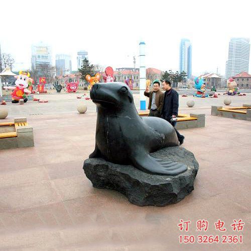 青銅海豹銅雕廠家 公園動物銅雕