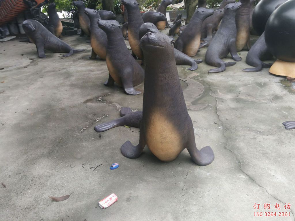 街頭海豹銅雕廠家 城市動(dòng)物銅雕