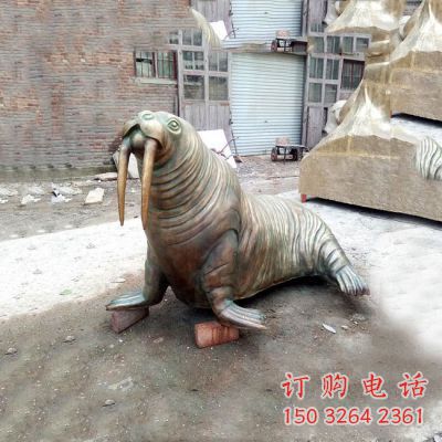 廣場海豹銅雕廠家 青銅動物銅雕