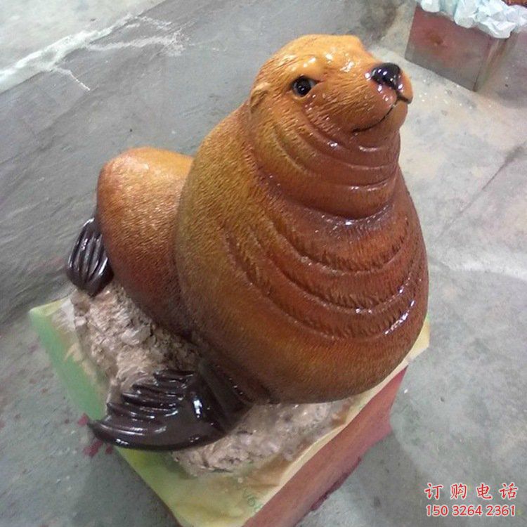 仿古海豹銅雕廠家 彩繪動(dòng)物銅雕