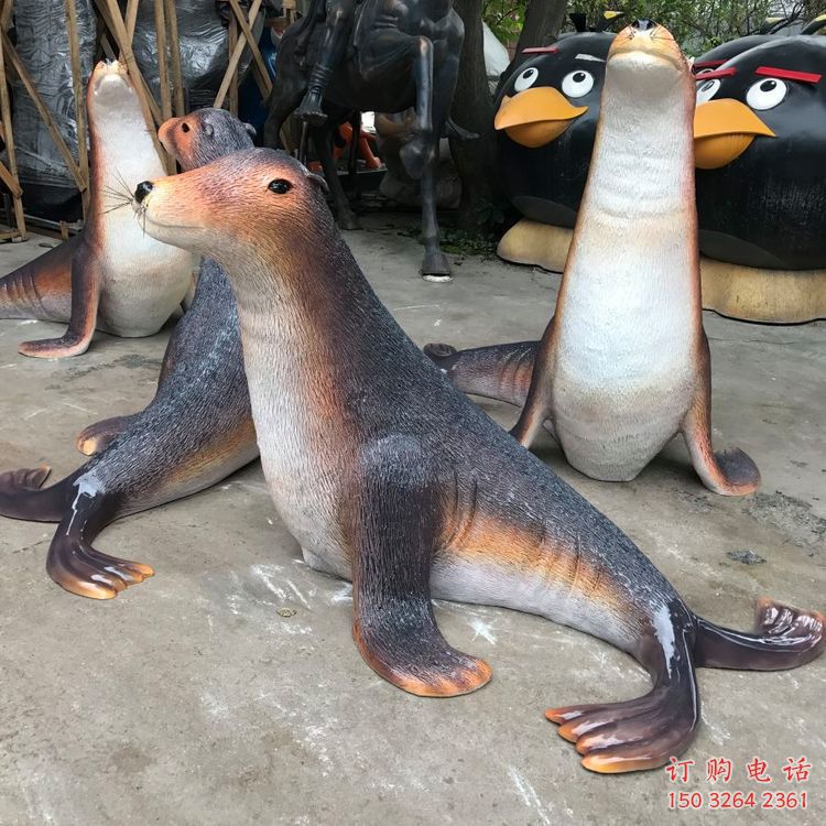 仿古海豹銅雕 彩繪動物銅雕廠家