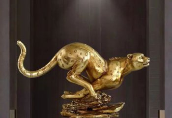 抽象金錢豹銅雕廠家 辦公室動物銅雕