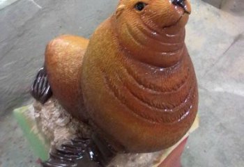 仿古海豹銅雕廠家 彩繪動(dòng)物銅雕