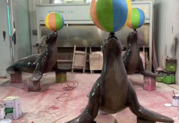 城市海豹銅雕廠家 黃銅動物銅雕