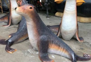 仿古海豹銅雕 彩繪動物銅雕廠家