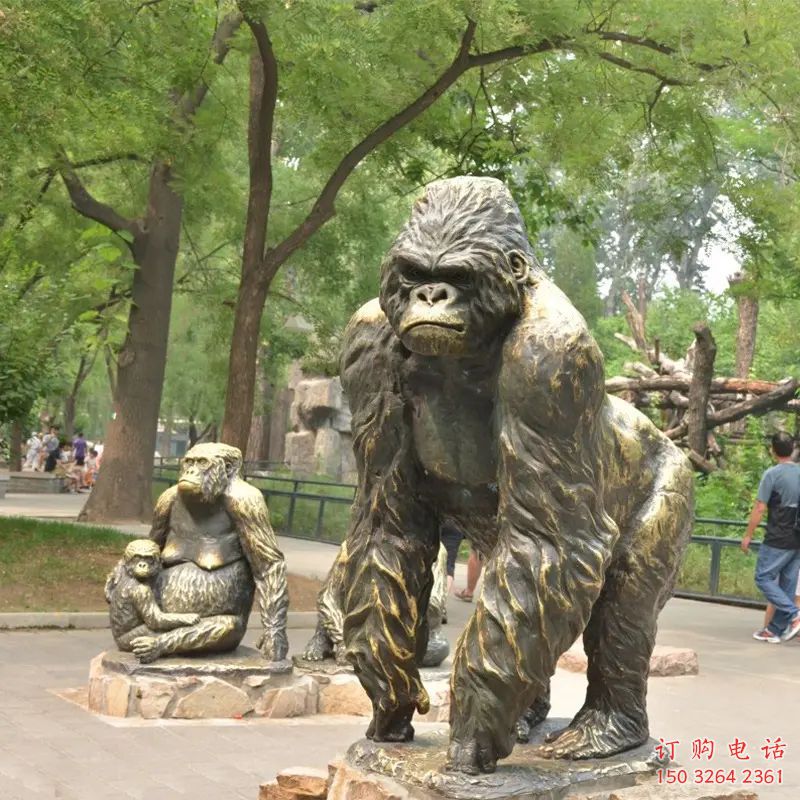公園大猩猩銅雕廠家 街頭動(dòng)物銅雕