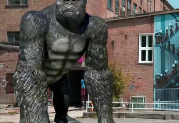 青銅大猩猩銅雕廠家 公園動物銅雕