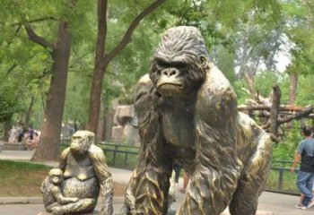公園大猩猩銅雕廠家 街頭動物銅雕