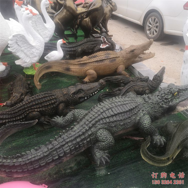 街頭鱷魚銅雕廠家 城市動物銅雕