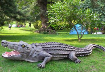 公園鱷魚銅雕廠家 街頭動物銅雕