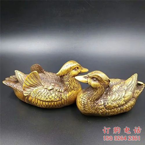 仿古鴛鴦銅雕廠家 彩繪動(dòng)物銅雕