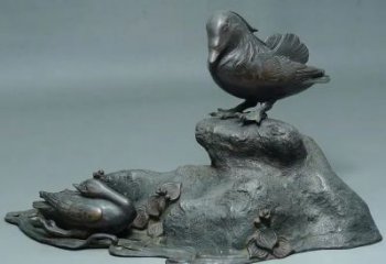 公園鴛鴦銅雕廠家 街頭動物銅雕