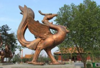 紫銅朱雀銅雕廠家 仿古動物銅雕