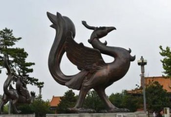 青銅朱雀銅雕廠家 公園動物銅雕