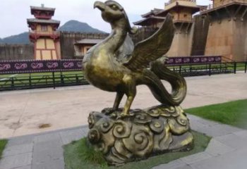 仿古朱雀銅雕廠家 彩繪動物銅雕