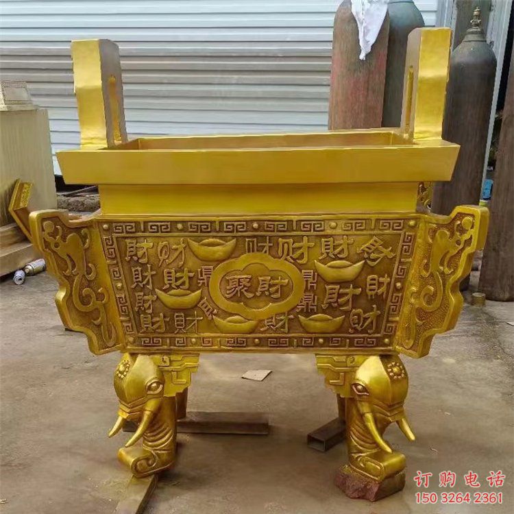仿古銅鼎銅雕廠家 彩繪工藝品銅雕