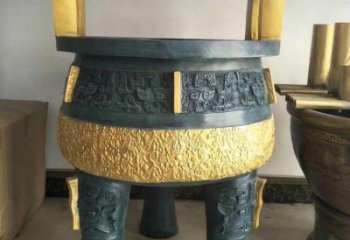 彩繪銅鼎銅雕廠家 仿古工藝品銅雕