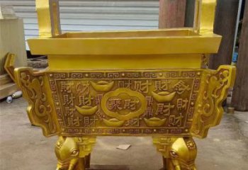仿古銅鼎銅雕廠家 彩繪工藝品銅雕