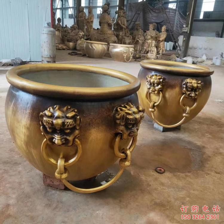 仿古缸銅雕廠家 彩繪工藝品銅雕