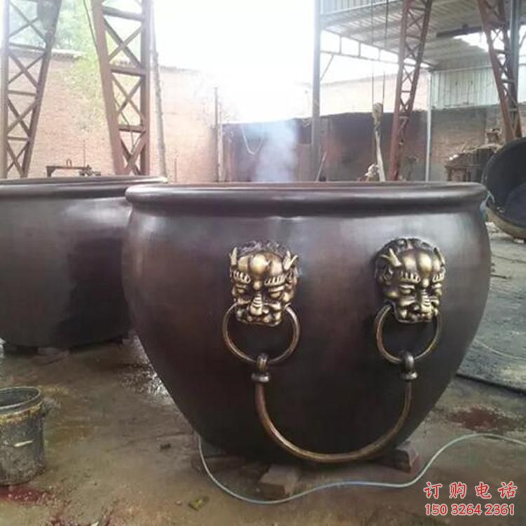 仿古缸銅雕 彩繪工藝品銅雕廠