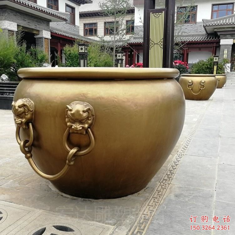 青銅水缸銅雕廠家 公園工藝品銅雕