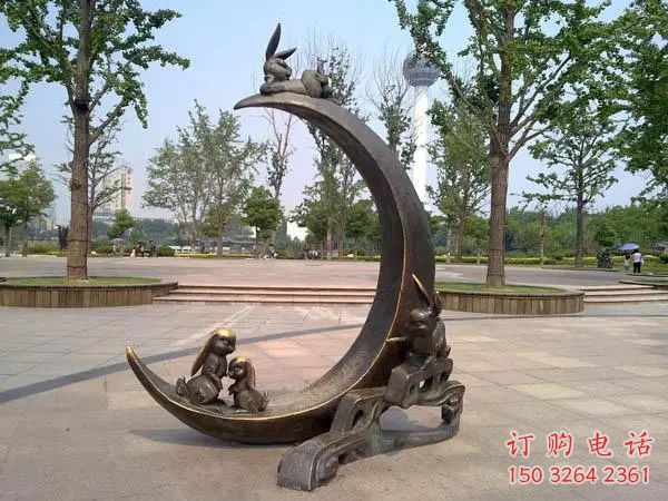青銅月亮銅雕廠家 公園工藝品銅雕