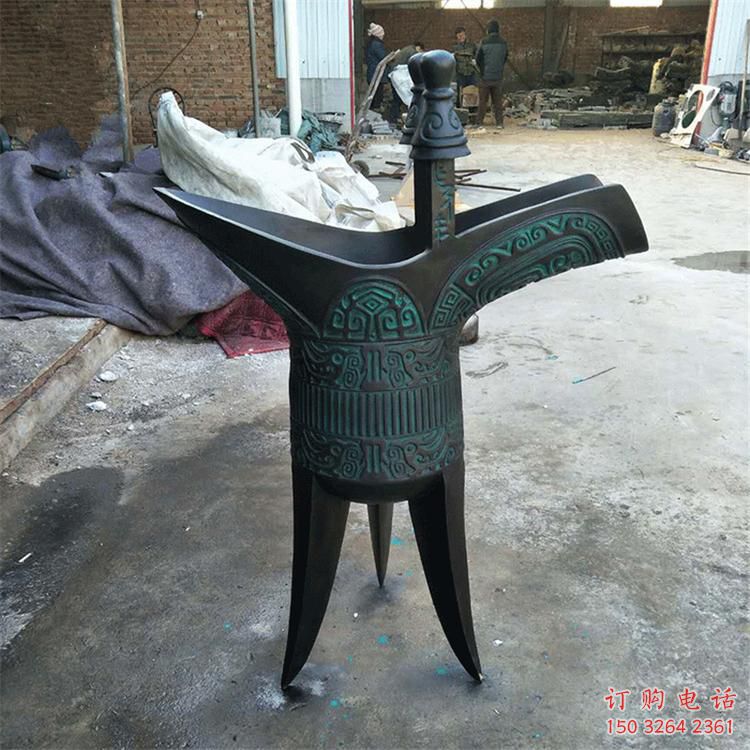 仿古酒杯銅雕廠家 彩繪工藝品銅雕