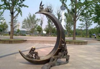 青銅月亮銅雕廠家 公園工藝品銅雕
