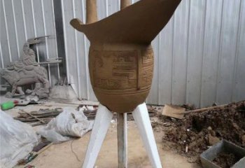 抽象酒杯銅雕廠家 辦公室工藝品銅雕